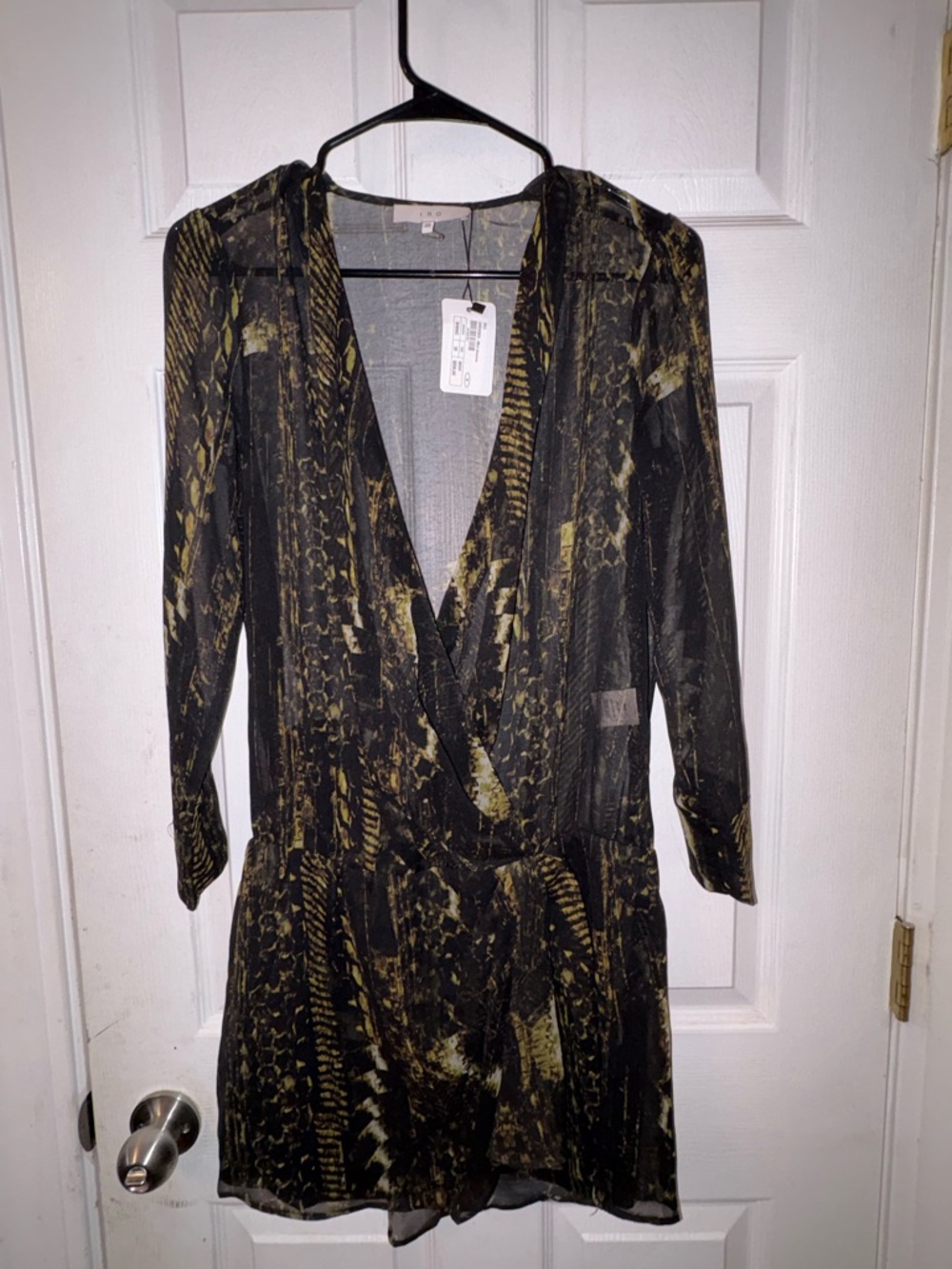 IRO Paris sheer snake print mini dress size 38 NWT
